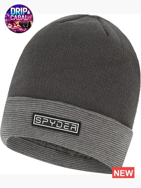 Other - Fur Lined Rib Knit Cuff Beanie - Adjustable Stretchy Winter Hat